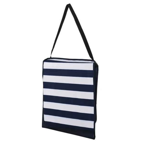 Strandmat set van 2, opvouwbaar, verstelbaar met draagtas en tijdschriftzak, staal en oxford stof in blauw en wit 9