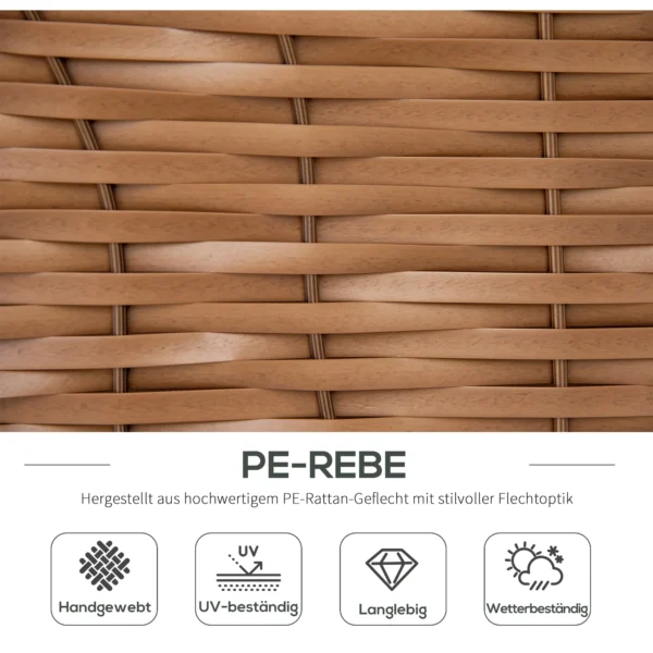 Strandstoel 3 zits zonneligstoel met dak en 2 klaptafels, voetsteun, xxl polyrattan natuur, 150x79x160cm voor tuin & terras 7