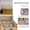 Strandstoel 3 zits zonneligstoel met dak en 2 klaptafels, voetsteun, xxl polyrattan natuur, 150x79x160cm voor tuin & terras 8