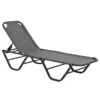 Strandstoel 5 traps alu tuinstoel relaxstoel texteline grijs zwart 163x58,5x91cm voor tuin & terras 1