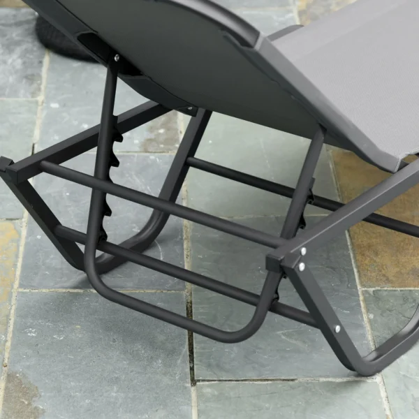 Strandstoel 5 traps alu tuinstoel relaxstoel texteline grijs zwart 163x58,5x91cm voor tuin & terras 10