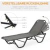 Strandstoel 5 traps alu tuinstoel relaxstoel texteline grijs zwart 163x58,5x91cm voor tuin & terras 7