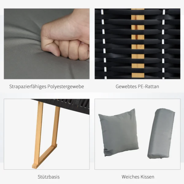 Strandstoel volledige ligstoel tuinligstoel met drankhouders van pe rattan, lichtgrijs, 118x79x160cm, ideaal voor tuin & terras 7