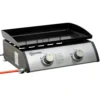 Tafelbarbecue gasbarbecue bbq met 2 branders, tafelgasbarbecue met slang, roestvrij staal & metaal, anti aanbak grillplaat, ideaal voor kamperen 1