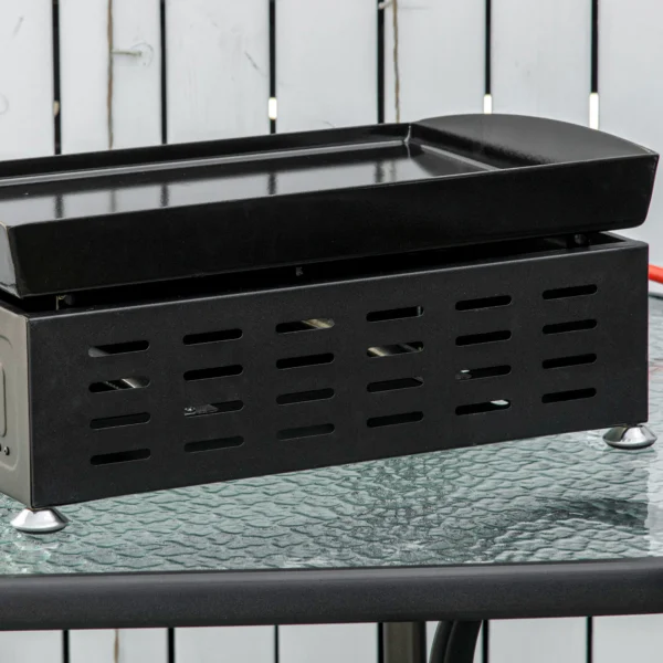 Tafelbarbecue gasbarbecue bbq met 2 branders, tafelgasbarbecue met slang, roestvrij staal & metaal, anti aanbak grillplaat, ideaal voor kamperen 10