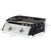 Tafelbarbecue gasbarbecue bbq met 2 branders, tafelgasbarbecue met slang, roestvrij staal & metaal, anti aanbak grillplaat, ideaal voor kamperen 4