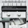 Tafelbarbecue gasbarbecue bbq met 2 branders, tafelgasbarbecue met slang, roestvrij staal & metaal, anti aanbak grillplaat, ideaal voor kamperen 5