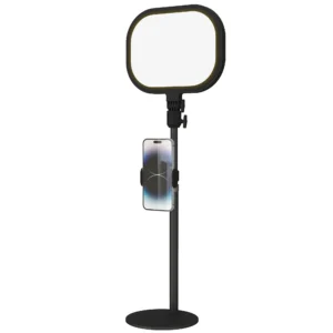 Tafellamp met telefoonhouder, 5 kleurmodi & 10 helderheidsniveaus nachtlamp met geheugenfunctie voor woonkamer, slaapkamer metaal, zwart 1