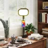 Tafellamp met telefoonhouder, 5 kleurmodi & 10 helderheidsniveaus nachtlamp met geheugenfunctie voor woonkamer, slaapkamer metaal, zwart 10