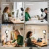 Tafellamp met telefoonhouder, 5 kleurmodi & 10 helderheidsniveaus nachtlamp met geheugenfunctie voor woonkamer, slaapkamer metaal, zwart 9
