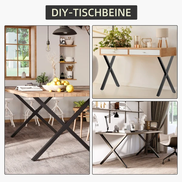 Tafelpoten 2 stuks x vorm van staal voor eettafel bureau salontafel zwart 72cm stabiel en modern 8