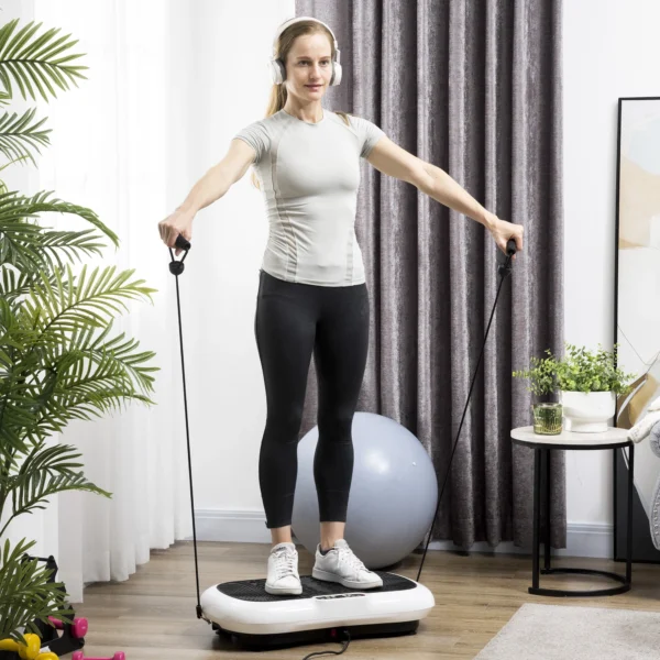 Trilplaat fitnessapparaat met 2 fitnessbanden, 99 trilniveaus tot 120 kg, voor effectieve volledige lichaamstraining 200w 2