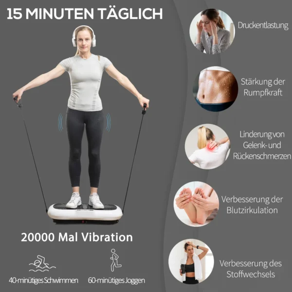 Trilplaat fitnessapparaat met 2 fitnessbanden, 99 trilniveaus tot 120 kg, voor effectieve volledige lichaamstraining 200w 8