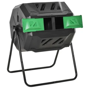 Trommelcomposter 160l tuincomposter met 2 kamers, draaibaar, voor biologisch afval, zwart, efficiënt & robuust 1