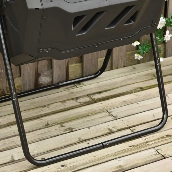 Trommelcomposter 160l tuincomposter met 2 kamers, draaibaar, voor biologisch afval, zwart, efficiënt & robuust 9