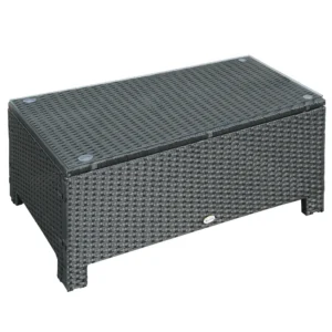 Tuin bijzettafel salontafel van weerbestendig polyrattan zwart 85x50x39cm voor balkon terras 1