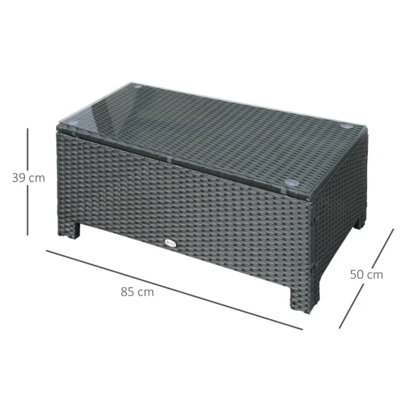 Tuin bijzettafel salontafel van weerbestendig polyrattan zwart 85x50x39cm voor balkon terras 4