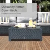 Tuin bijzettafel salontafel van weerbestendig polyrattan zwart 85x50x39cm voor balkon terras 7
