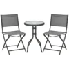 Tuin bistroset voor 2 personen, tuinmeubel set met 1 tafel en 2 opvouwbare stoelen, tuinset van staal in grijs 1