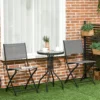Tuin bistroset voor 2 personen, tuinmeubel set met 1 tafel en 2 opvouwbare stoelen, tuinset van staal in grijs 2