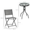 Tuin bistroset voor 2 personen, tuinmeubel set met 1 tafel en 2 opvouwbare stoelen, tuinset van staal in grijs 4