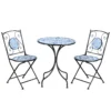 Tuin zitgroep bistro set voor 2 personen Ø 61 cm met 1 tafel en 2 opvouwbare stoelen van staal in blauw 1