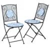 Tuin zitgroep bistro set voor 2 personen Ø 61 cm met 1 tafel en 2 opvouwbare stoelen van staal in blauw 10
