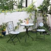 Tuin zitgroep bistro set voor 2 personen Ø 61 cm met 1 tafel en 2 opvouwbare stoelen van staal in blauw 2