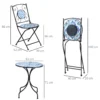 Tuin zitgroep bistro set voor 2 personen Ø 61 cm met 1 tafel en 2 opvouwbare stoelen van staal in blauw 4