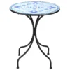 Tuin zitgroep bistro set voor 2 personen Ø 61 cm met 1 tafel en 2 opvouwbare stoelen van staal in blauw 8