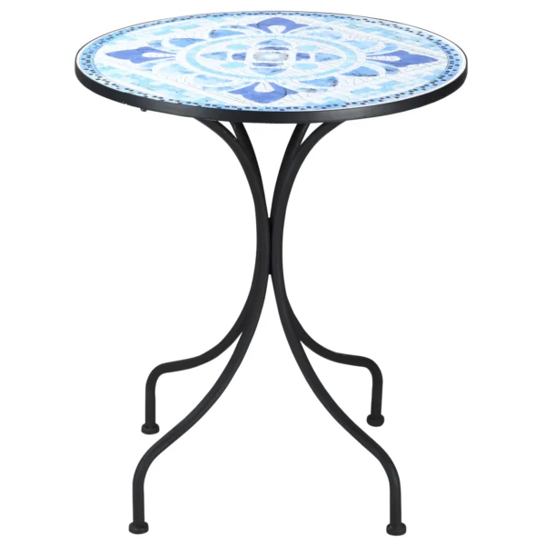 Tuin zitgroep bistro set voor 2 personen Ø 61 cm met 1 tafel en 2 opvouwbare stoelen van staal in blauw 8