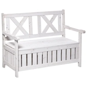 Tuinbank 2 zits met opbergruimte van dennenhout 115 x 61 x 85 cm, hoge rugleuning & armleuning, weerbestendig voor tuin balkon hof 1