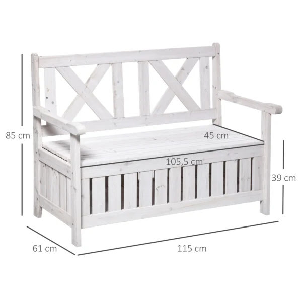 Tuinbank 2 zits met opbergruimte van dennenhout 115 x 61 x 85 cm, hoge rugleuning & armleuning, weerbestendig voor tuin balkon hof 4