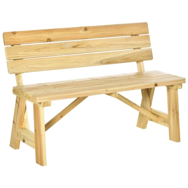 Tuinbank 2 zits parkbank van hout tot 220 kg, terrasbank met rugleuning, massief hout 116 x 56 x 80 cm, robuuste tuinmeubelen 1