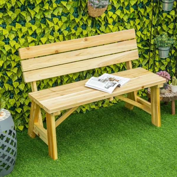 Tuinbank 2 zits parkbank van hout tot 220 kg, terrasbank met rugleuning, massief hout 116 x 56 x 80 cm, robuuste tuinmeubelen 2