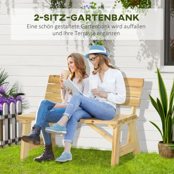 Tuinbank 2 zits parkbank van hout tot 220 kg, terrasbank met rugleuning, massief hout 116 x 56 x 80 cm, robuuste tuinmeubelen 5