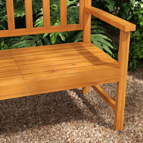 Tuinbank 3 zits bank tafel armleuning houten bank tot 280kg balkon terras lichtbruin 153x56x91cm 10