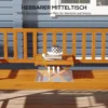 Tuinbank 3 zits bank tafel armleuning houten bank tot 280kg balkon terras lichtbruin 153x56x91cm 5