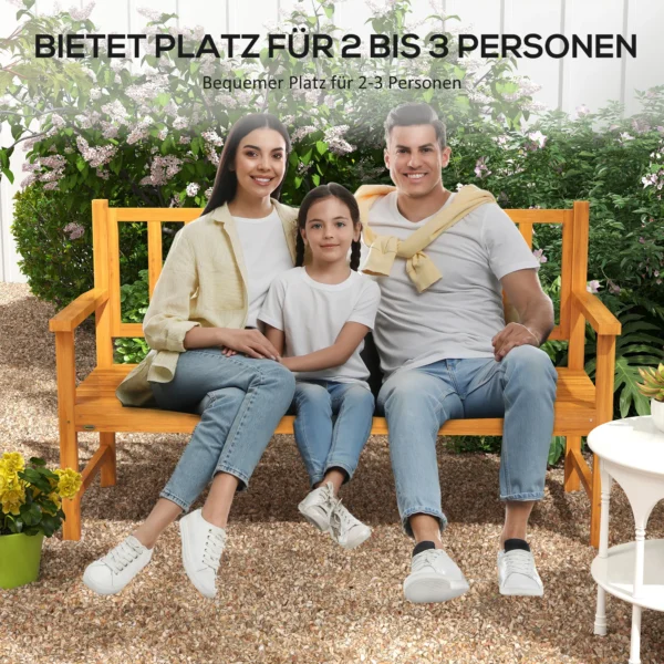 Tuinbank 3 zits bank tafel armleuning houten bank tot 280kg balkon terras lichtbruin 153x56x91cm 7