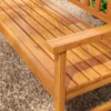 Tuinbank 3 zits bank tafel armleuning houten bank tot 280kg balkon terras lichtbruin 153x56x91cm 9