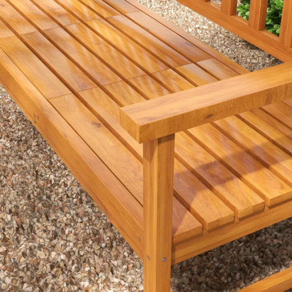 Tuinbank 3 zits bank tafel armleuning houten bank tot 280kg balkon terras lichtbruin 153x56x91cm 9