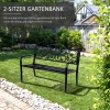 Tuinbank 3 zits stalen bank met armleuningen van gietijzer zwart 127x60x89cm voor tuin terras balkon 5