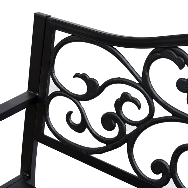 Tuinbank 3 zits stalen bank met armleuningen van gietijzer zwart 127x60x89cm voor tuin terras balkon 8