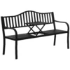 Tuinbank met uitschuifbare tafel voor 2 3 personen, metalen parkbank, zitbank terrasbank tuinmeubilair zwart 150x58,5x90cm 1