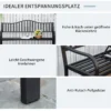 Tuinbank met uitschuifbare tafel voor 2 3 personen, metalen parkbank, zitbank terrasbank tuinmeubilair zwart 150x58,5x90cm 5