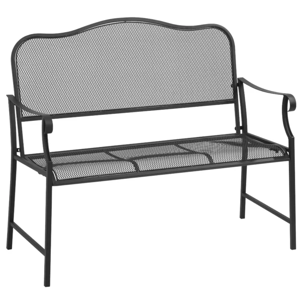 Tuinbank metaal weerbestendig 2 zits tot 220 kg belastbaar parkbank met rugleuning 113 cm x 58 cm x 98 cm zwart 1