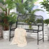 Tuinbank metaal weerbestendig 2 zits tot 220 kg belastbaar parkbank met rugleuning 113 cm x 58 cm x 98 cm zwart 2