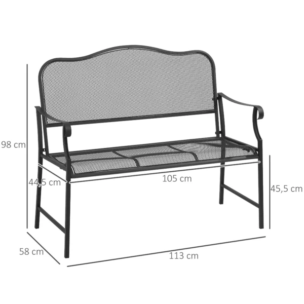 Tuinbank metaal weerbestendig 2 zits tot 220 kg belastbaar parkbank met rugleuning 113 cm x 58 cm x 98 cm zwart 4