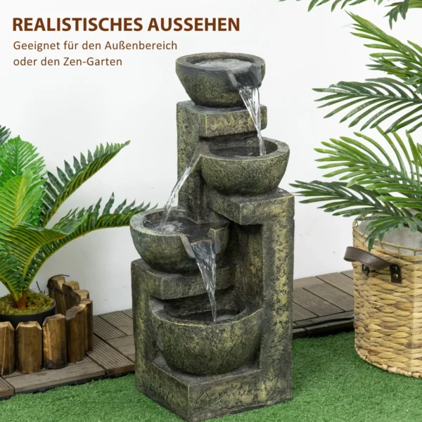 Tuinfontein met 4 instelbare stromingsniveaus, waterval voor tuin en tuinvijver gemaakt van kunsthars 5