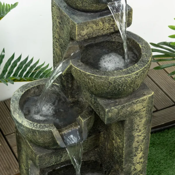 Tuinfontein met 4 instelbare stromingsniveaus, waterval voor tuin en tuinvijver gemaakt van kunsthars 9